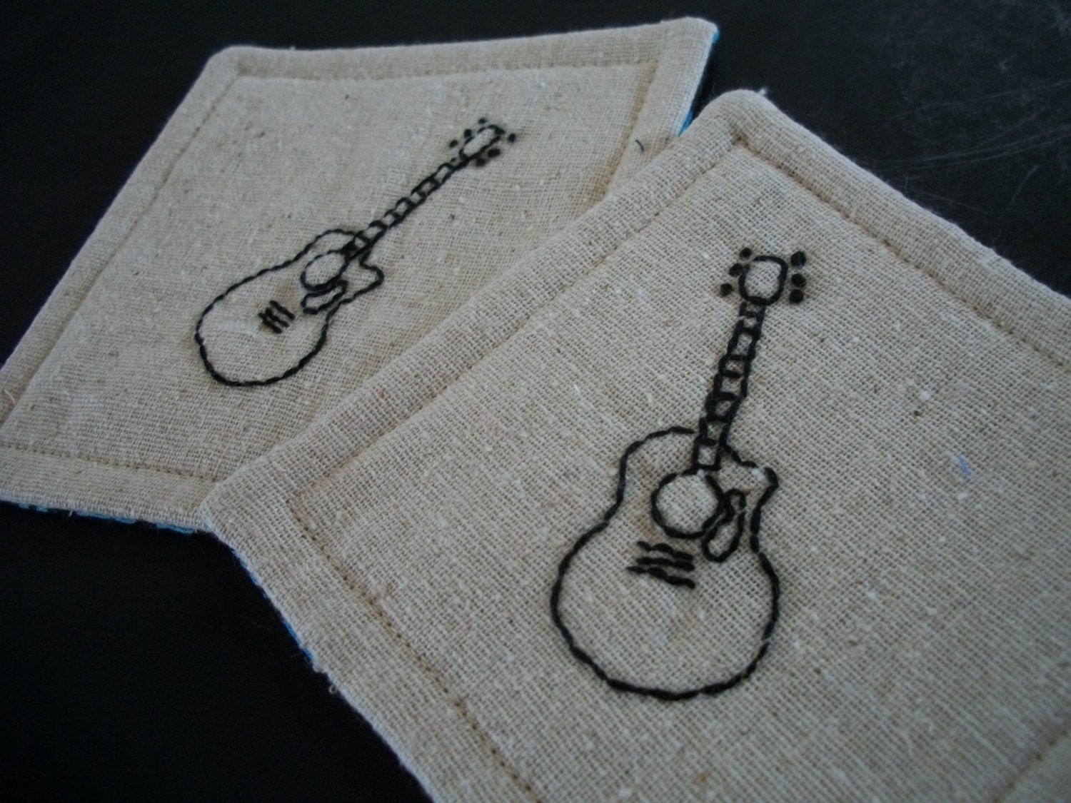 Coasters Embroidered Guitar Set of 2