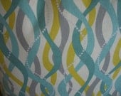 Modern Throw Pillow Cover Seaweed in Aqua & Chartreuse  18 x 18