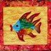 Wall Art Quilt Tropical Fish Lips Wall Hanging Batik Applique OOAK Handmade