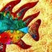 Wall Art Quilt Tropical Fish Lips Wall Hanging Batik Applique OOAK Handmade