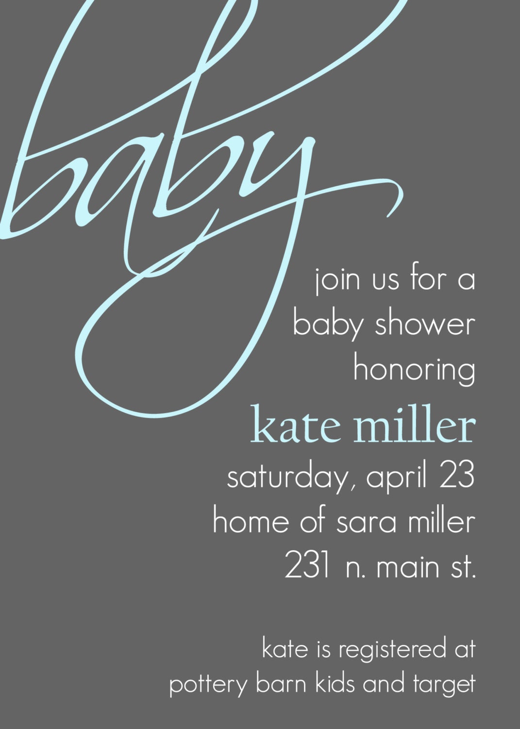Kate- Modern Baby Shower Invitation, perfect for a baby boy