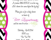 Bree- Custom Baby Shower Invitation-Perfect for a Girl- with polka dot - PRINTABLE INVITATION DESIGN
