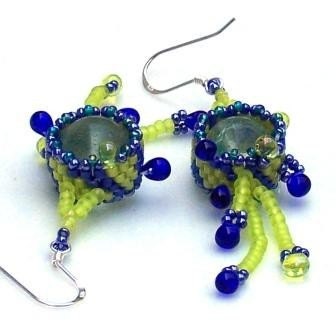 Beaded Earrings in Caribbean Sea Colors