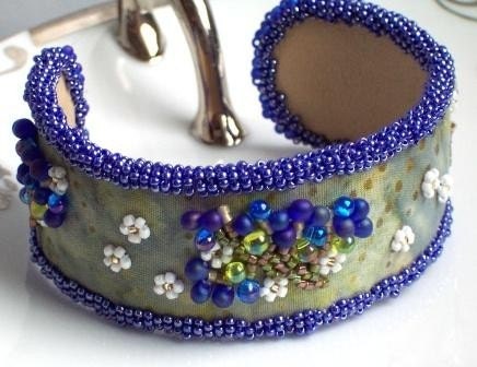 Unique Maine Wild Blueberry Beaded Cuff Bracelet