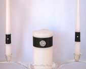 Unity Candle Black Bling White Wedding Rhinestone Choice