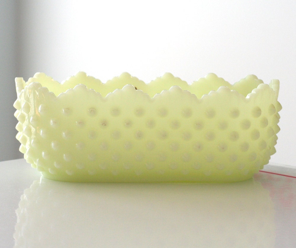 RESERVED - Fenton Custard / Seville Hobnail Planter