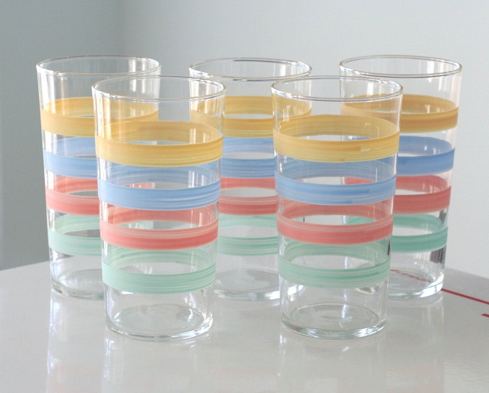 Federal Pastel Striped Tumblers