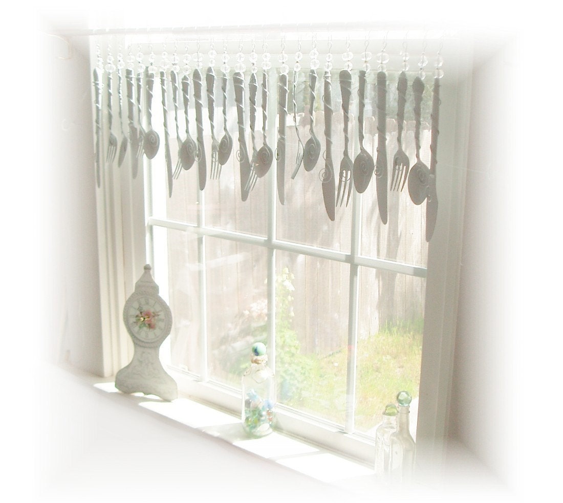 Shabby White Flatware Whimsy Window Treatment Valance