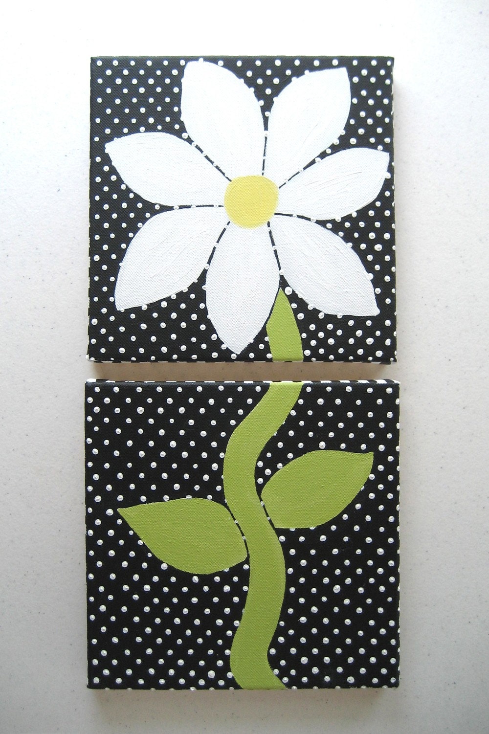 Custom Original Split Flower PAINTING (pair of 2 canvases)-You choose the colors, style, and details