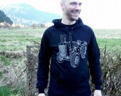 Gifts for Men - Men's Hoodie - Vintage Tractor Black Pullover Hoodie
