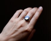 Blue Chalcedony and Reclaimed Sterling Ring in a Size 7-"Cosmos Ring in Sky"