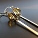 Topaz Cube Earrings, Golden Amber Earrings, Simple Modern Tab Earrings