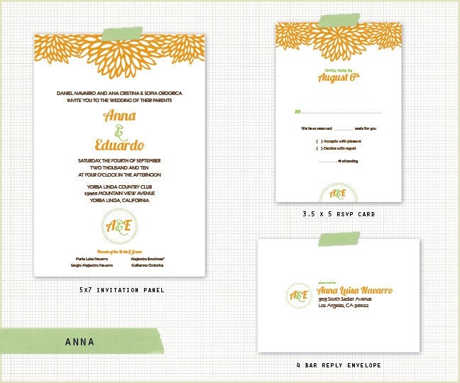 ANNA Wedding Invitation and RSVP Set