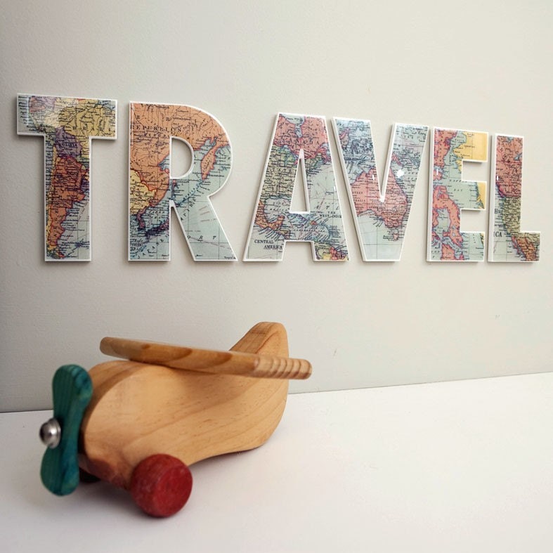 TRAVEL decor letters, wall feature inspirational word