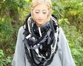 The Medusa......... Mega Medusa Style Infinity Scarf in Charcoal and Black