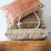 Going Hunting -  Red and Cornstalk - Modern Print Hand Printed Pillow - by Bark Decor