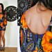Upcycled Vintage Plunging Bold Floral Backless Mini Dress M