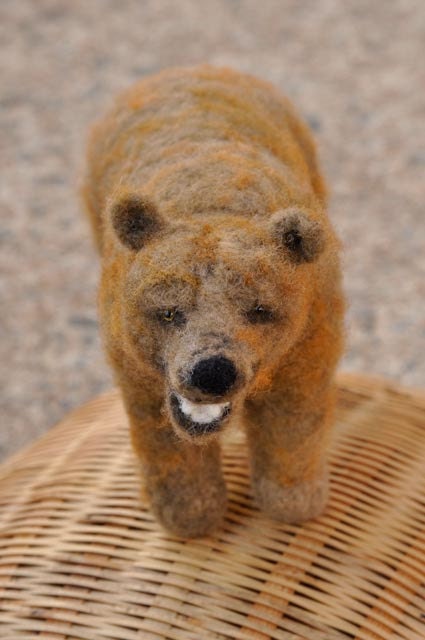 Needle Felted Grizzly Bear Sculpture: Custom OOAK