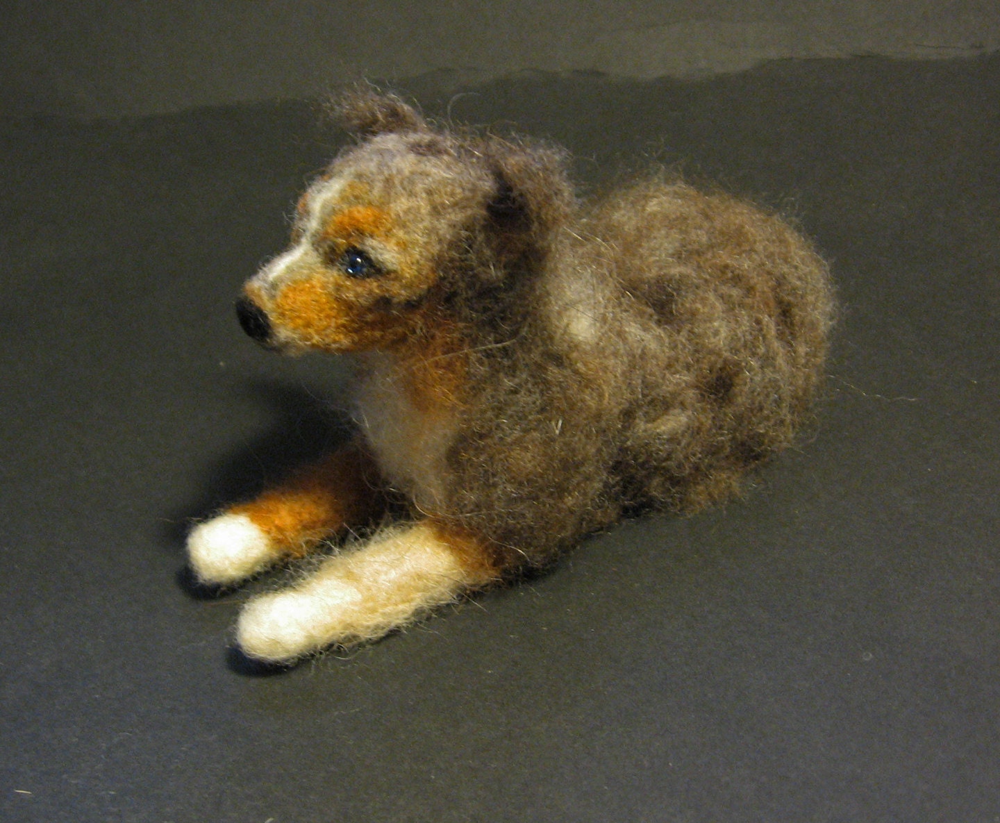 Needle Felted Custom Dog Portrait: OOAK Sculpture, Australian Shepherd
