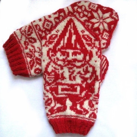 PDF Knitting Pattern- Garden Gnome Mittens
