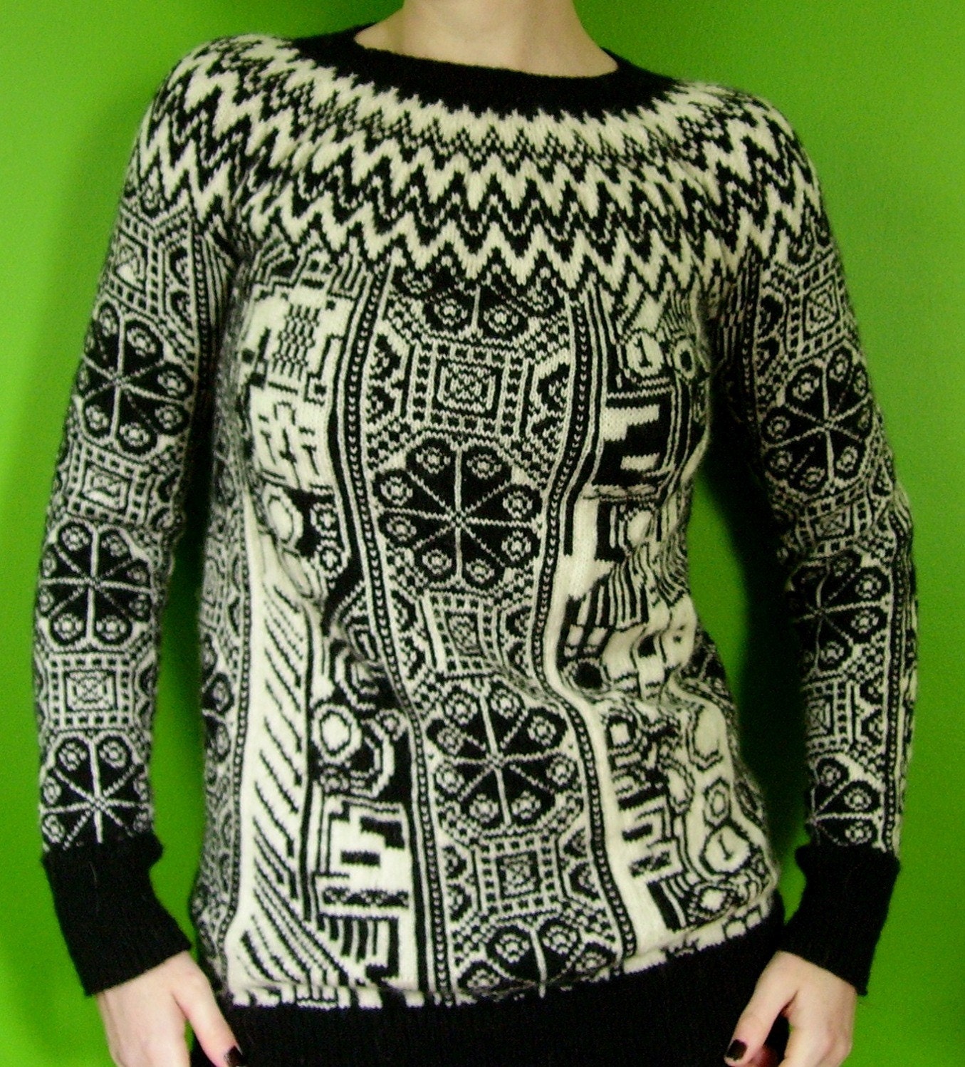 robot pixel mash-up  fair isle sweater