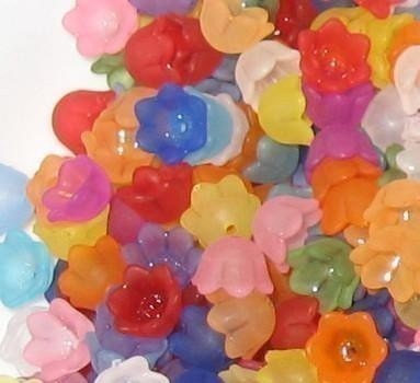 60 Mixed Acrylic Tulip Bell Flower Beads - Lil' bit of Everything -10mm