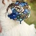 Meghan BRIDAL BUTTON Bouquet with rolled lace, buttons and feathers