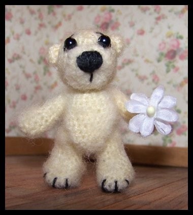 Miniature Thread Artist Crochet Bear APRIL OOAK