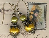 50% Off SALE-Vintage Hawaiian Golden Olive Pearl Earrings