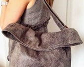 Earth Tone Bag in Faux Suede, Flop Bag in Stone, Crossbody Bag
