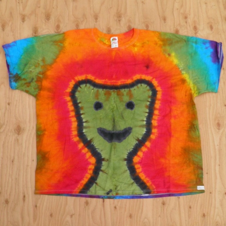 Green Alien Tie Dye T-Shirt (Fruit of the Loom Size 4XL) (One of a Kind)
