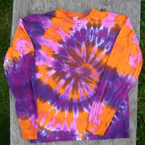 Pink Purple and Orange Tie Dye Long Sleeve Shirt by madebyhippies