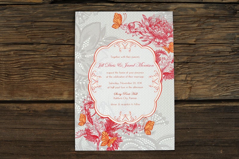 Butterflies & Lace Wedding Invitation