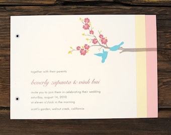 Cherry Blossom Love Birds Wedding Invitations
