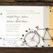 Tandem Bicycle Wedding Invitations - Bike Invite Vintage Floral Summer Set