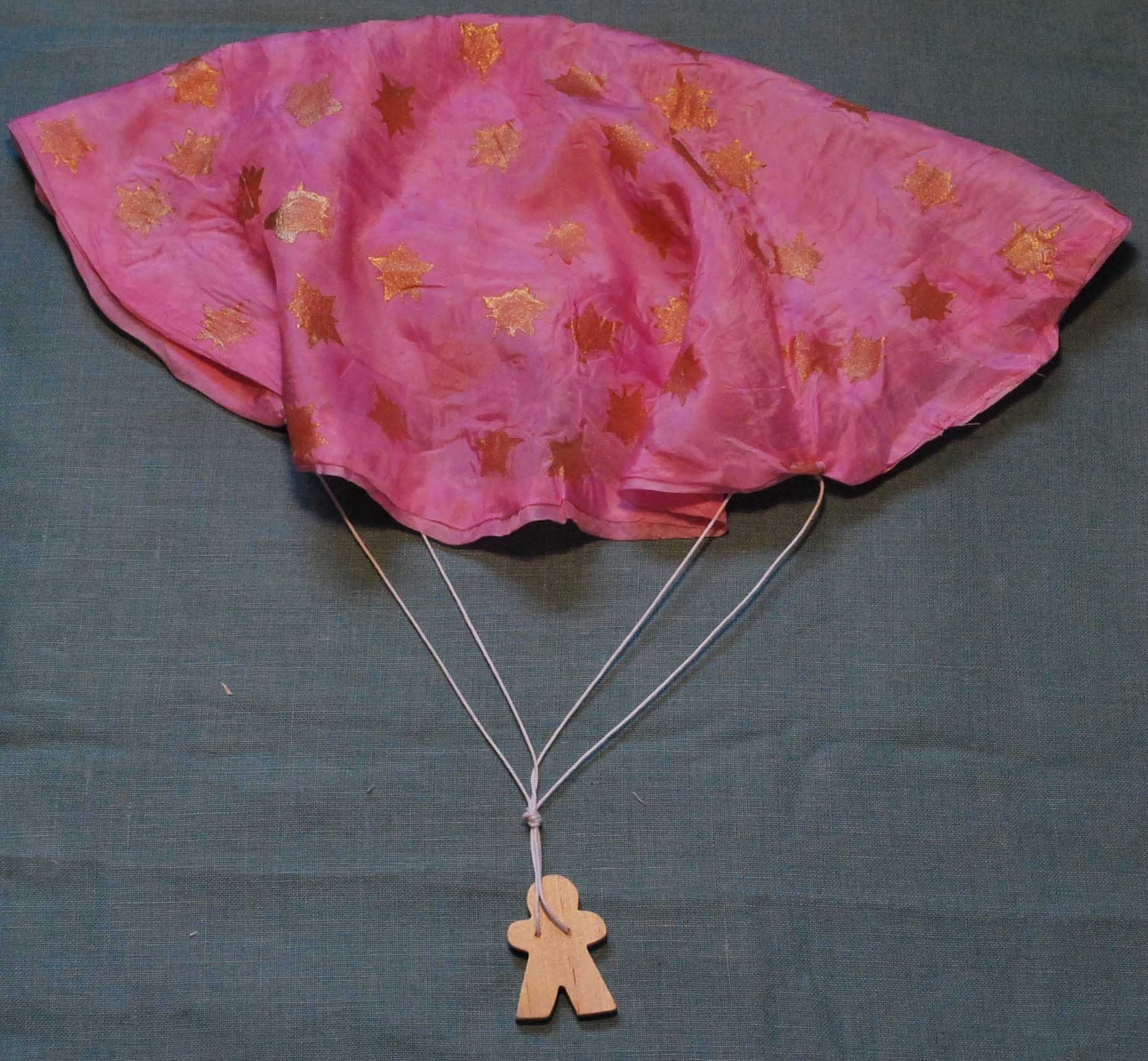 Pink Star Silk and Wood Parachute