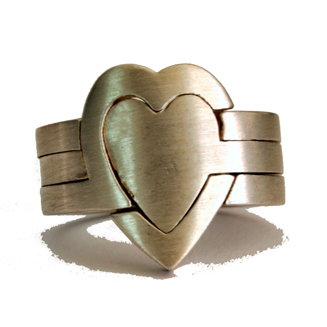 handmade sterling silver Hearts puzzle ring size 71/2