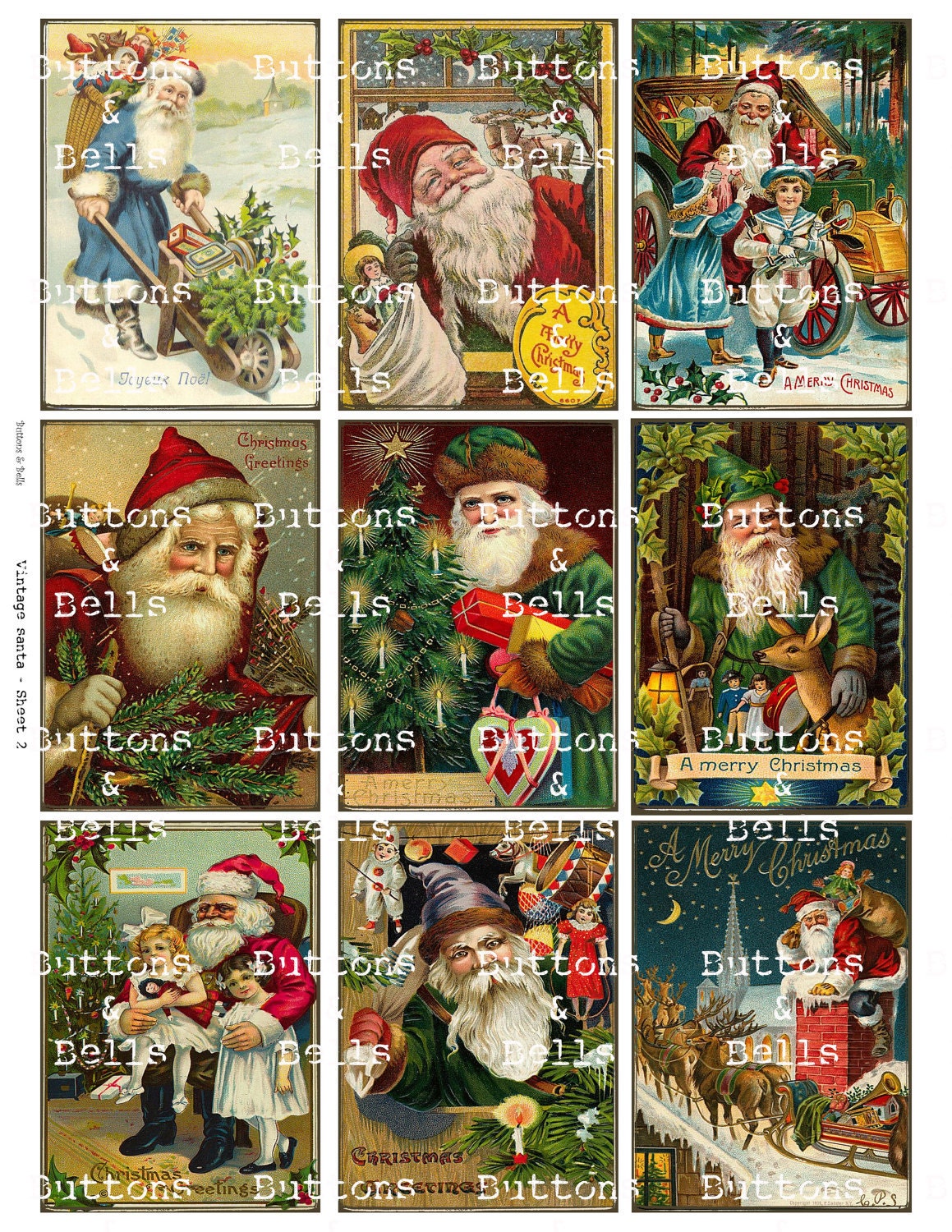 Digital Scrapbook -  Vintage Santa -  Father Christmas - ATC - 2.5x3.5" - XM1