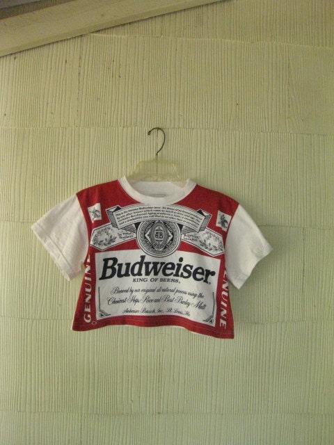 VINTAGE Budweiser t-shirt crop top 80s beer Americana