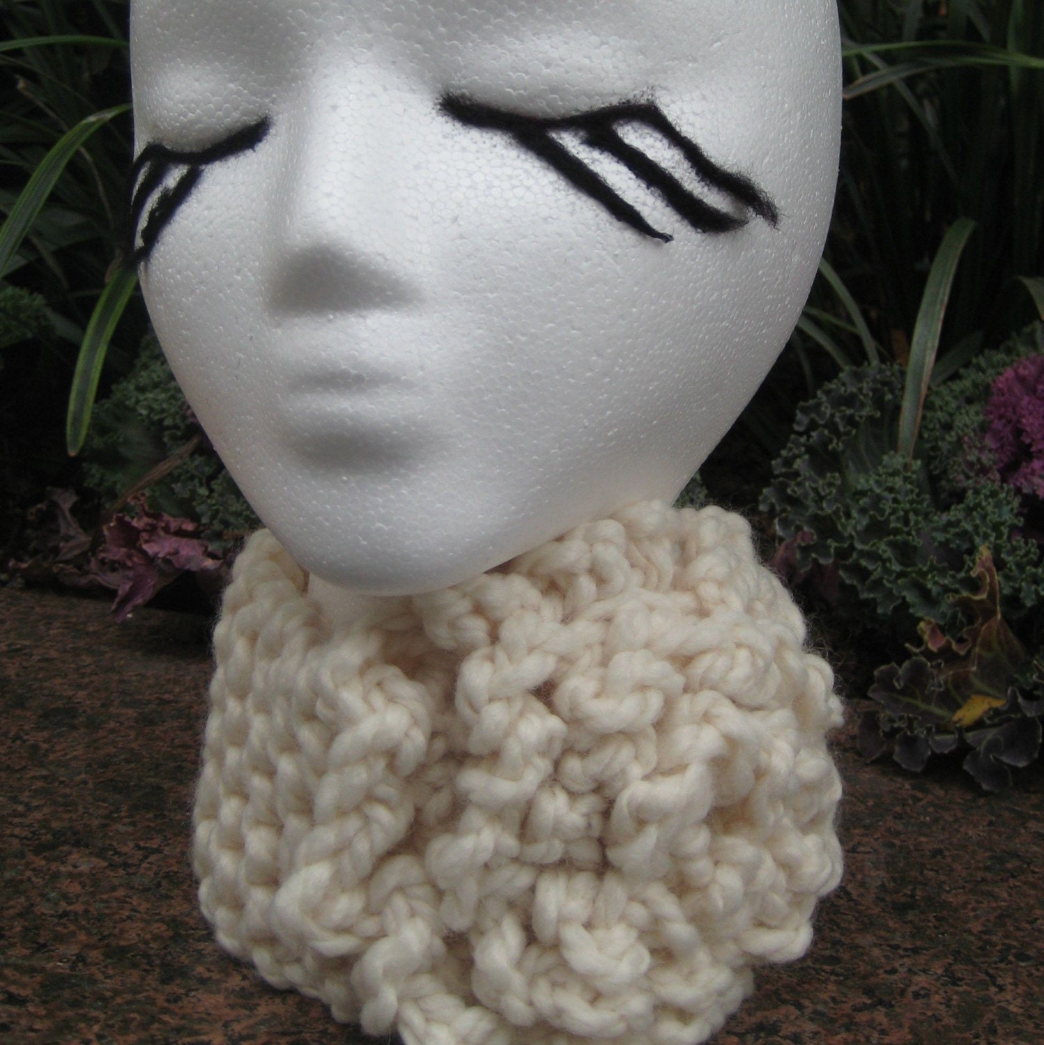 Dahlia-lightful White  Headband/Neckwarmer