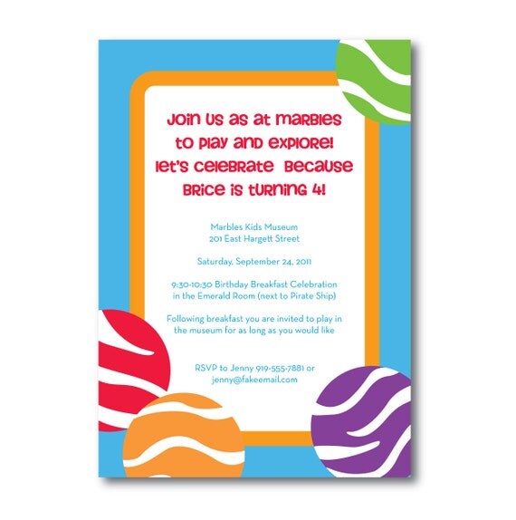 Marble birthday party invitation, custom, digital Il_570xn
