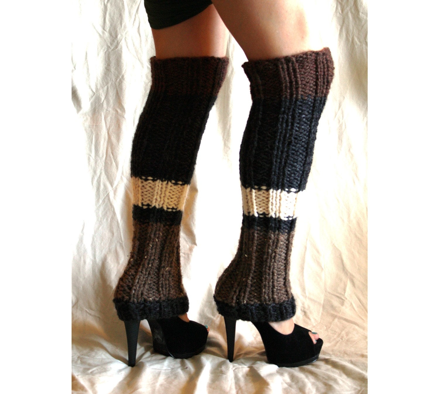 Mega High striped leg warmers