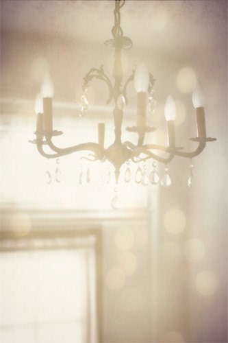 Chandelier with Dreamy lights, soft creamy tones, 8x10 photograph - janeheller