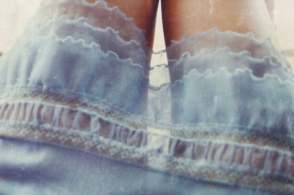 Boudoir photography, Vintage Girl Derriere - Romantic Boudoir Fine Art Photography - Vintage inspired, lace sexy soft blue tones.