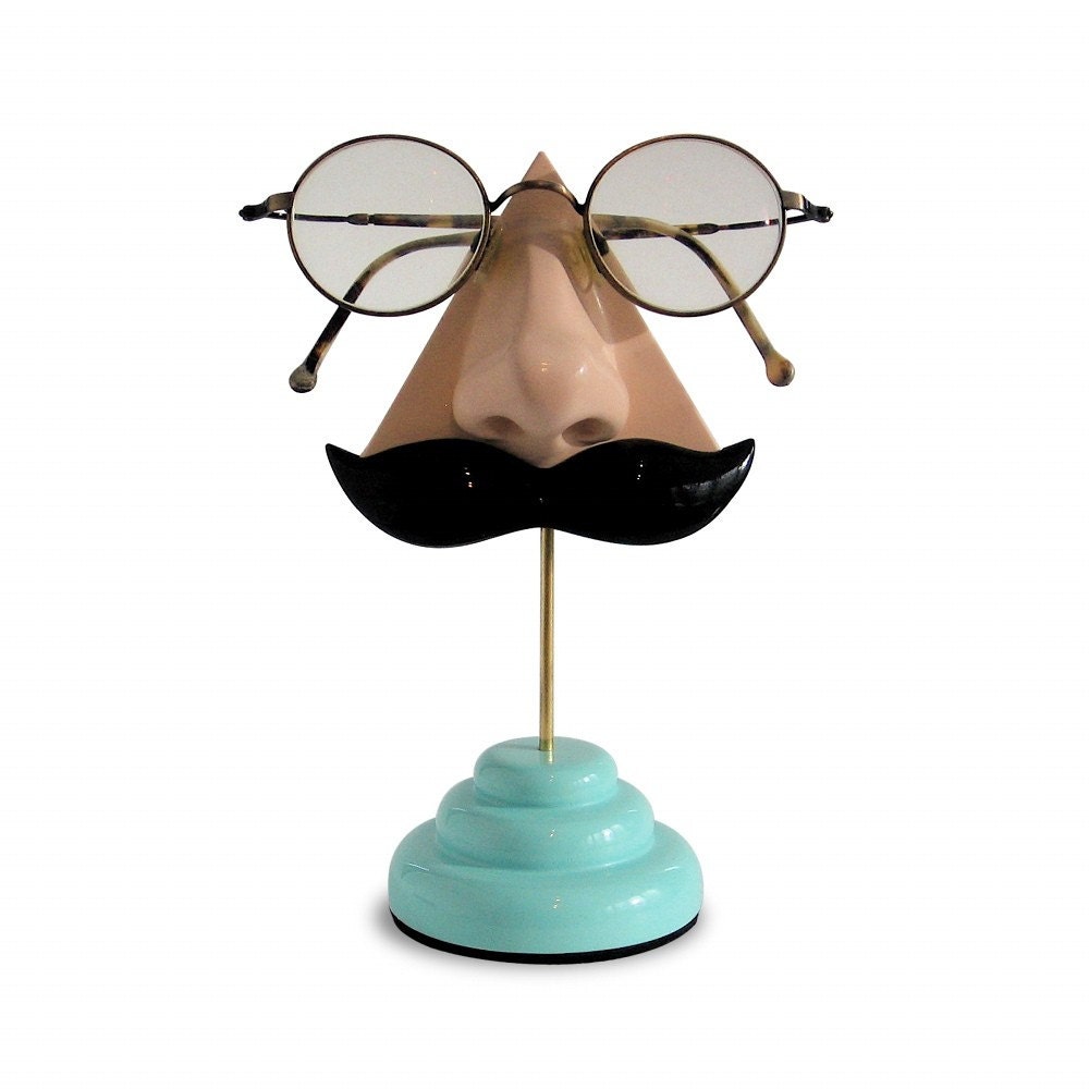Nose Eyeglass Holder black mustache by ArtAkimbo on Etsy