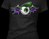 LARGE SIZE  Lucky Hellcat Flying Eyeball Womans Slim Fit T-Shirt