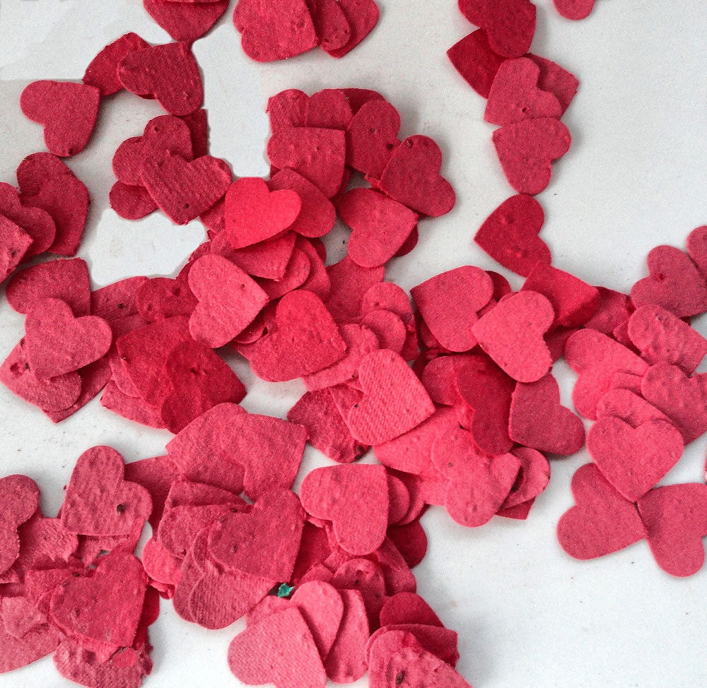 Plantable Seed Paper Hearts - diy wedding favors, place cards, save the date cards, creative invitations