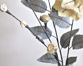 Fabric Leaves and Flowers Yellow Grey Pinstripe Linen Mother's Day Gift Idea - janejoss