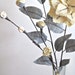 Fabric Leaves and Flowers Yellow Grey Pinstripe Linen Mixed Bouquet