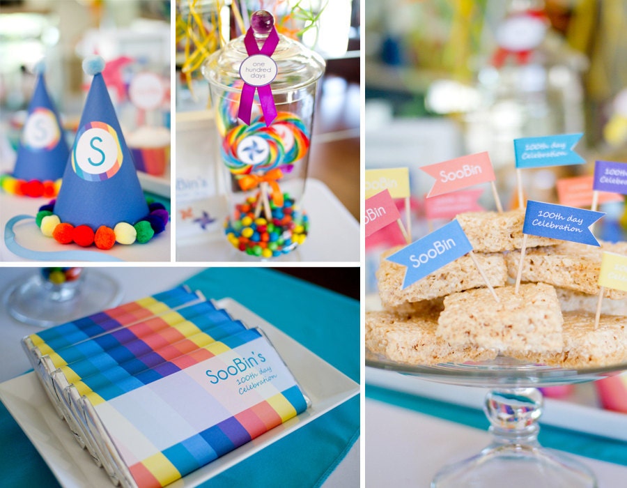 Custom Pinwheels Rainbow DIY Birthday Party Printables by MayDetails: Full Collection Il_570xn
